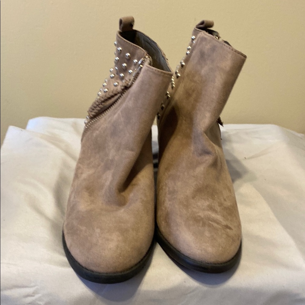 Report Taupe Ankle Booties with Stud Details
